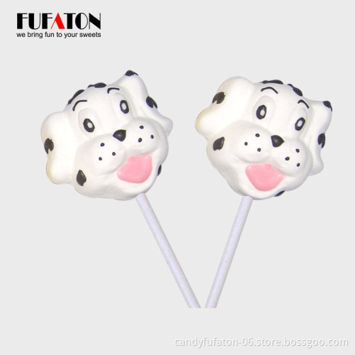 Hot sell handmade puppy dog shape marshmallow lollipops candy